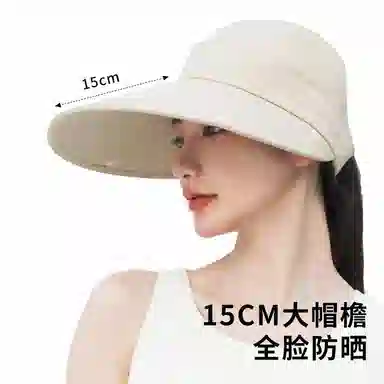 啄木鸟 全方位大帽檐遮阳帽子女户外防紫外线骑行遮脸面罩披肩防护脖颈背可拆卸太阳帽男 聚酯纤维 防晒帽 男女同款情侣款 采茶帽