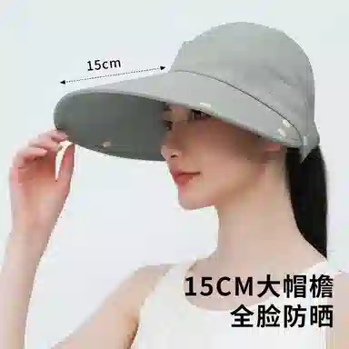 啄木鸟 全方位大帽檐遮阳帽子女户外防紫外线骑行遮脸面罩披肩防护脖颈背可拆卸太阳帽男 聚酯纤维 防晒帽 男女同款情侣款 采茶帽
