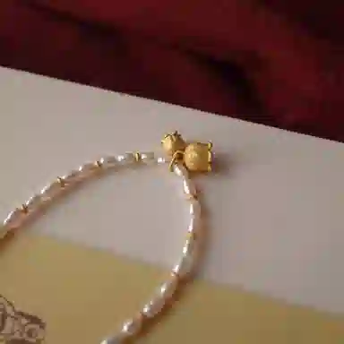 韵系 铃兰花仿珍珠 铜镀金 项链 女款