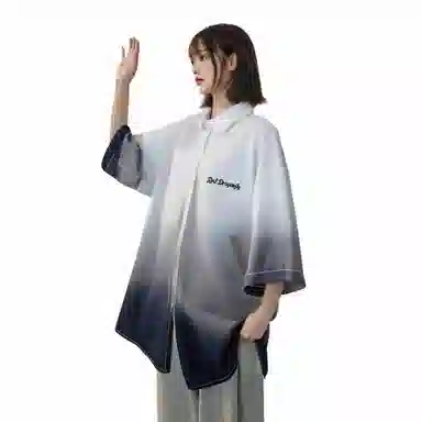 红蜻蜓 美式高街潮牌渐变色小众休闲宽松百搭衬衫 男女同款