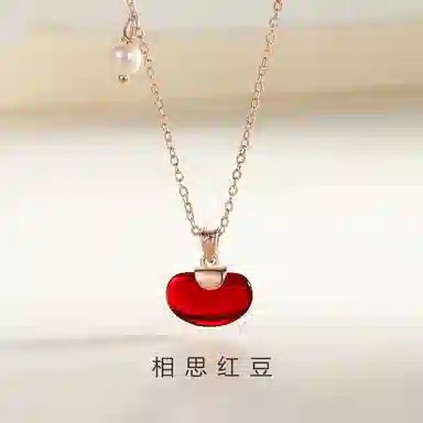 梵星饰季 相思红豆 新中式浪漫轻奢精致气质时尚简约百搭高级感锁骨链 琉璃 玉石项链 女款
