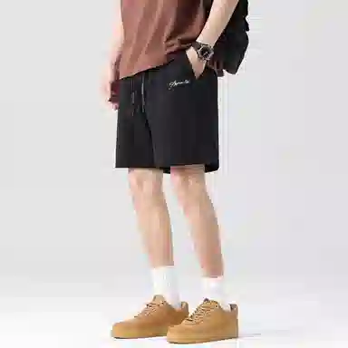 王者荣耀 鲁班七号款 美式基础款字母宽松舒适百搭肌理质感柔软亲肤简约冰感五分抽绳休闲短裤 男女同款