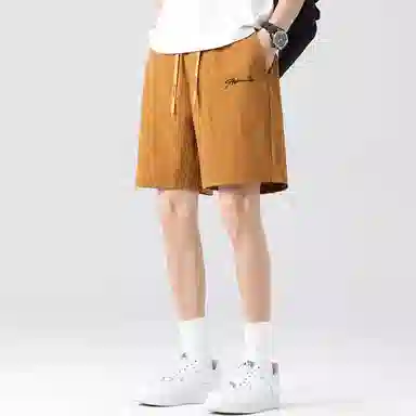 王者荣耀 鲁班七号款 美式基础款字母宽松舒适百搭肌理质感柔软亲肤简约冰感五分抽绳休闲短裤 男女同款