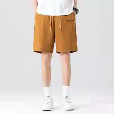 王者荣耀 鲁班七号款 美式基础款字母宽松舒适百搭肌理质感柔软亲肤简约冰感五分抽绳休闲短裤 男女同款