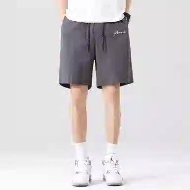 王者荣耀 鲁班七号款 美式基础款字母宽松舒适百搭肌理质感柔软亲肤简约冰感五分抽绳休闲短裤 男女同款