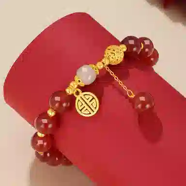 水贝 绣花球 流苏招财好运新中式国潮日常通勤百搭小众设计高级感 玛瑙 玉石手串 女款