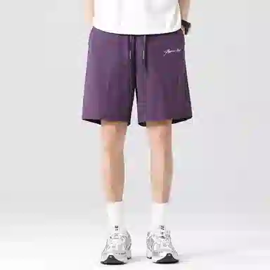 王者荣耀 鲁班七号款 美式基础款字母宽松舒适百搭肌理质感柔软亲肤简约冰感五分抽绳休闲短裤 男女同款