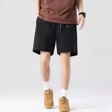 王者荣耀 鲁班七号款 美式基础款字母宽松舒适百搭肌理质感柔软亲肤简约冰感五分抽绳休闲短裤 男女同款