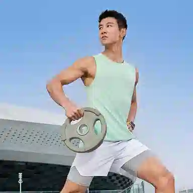 匹克 吸湿透气运动健身休闲舒适跑步简约无袖训练背心 男款 白绿