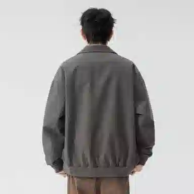 稻草人 拉链纯色翻领百搭宽松短款夹克外套 男女同款