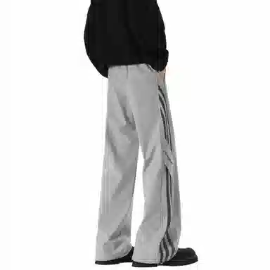 王者荣耀 鲁班七号星空梦想款 美式复古长裤字母印花抽绳隔断布带高街潮牌条纹防泼水舒适百搭阔腿直筒休闲裤 男女同款