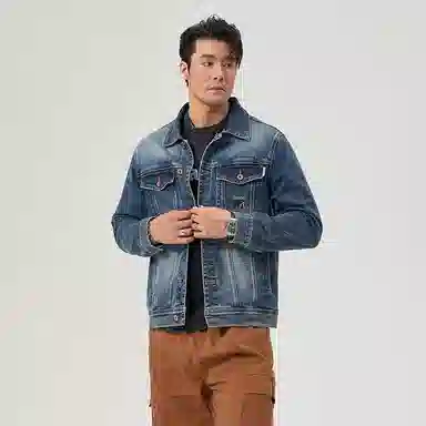 【dme】 美式简约基础休闲氛围感复古单排扣翻领长袖牛仔外套 男女同款 蓝色