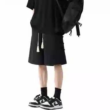 颂希尔 纯色国风设计薄款五分裤宽松直筒百搭休闲短裤 男女同款