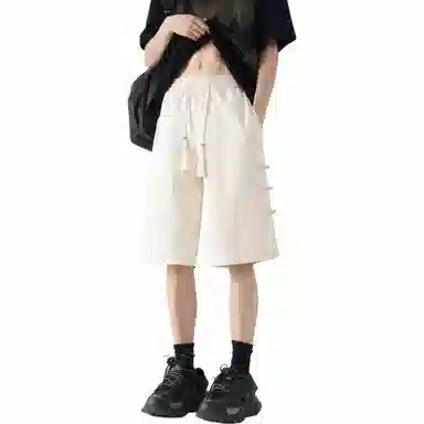 颂希尔 纯色国风设计薄款五分裤宽松直筒百搭休闲短裤 男女同款