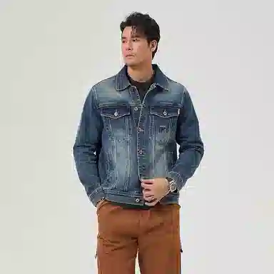 【dme】 美式简约基础休闲氛围感复古单排扣翻领长袖牛仔外套 男女同款 蓝色