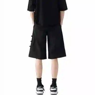 颂希尔 纯色国风设计薄款五分裤宽松直筒百搭休闲短裤 男女同款