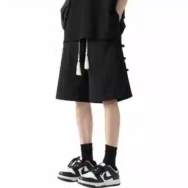 颂希尔 纯色国风设计薄款五分裤宽松直筒百搭休闲短裤 男女同款