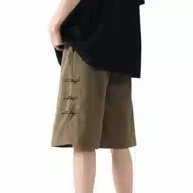 颂希尔 纯色国风设计薄款五分裤宽松直筒百搭休闲短裤 男女同款