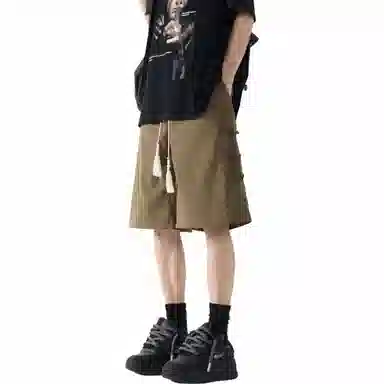 颂希尔 纯色国风设计薄款五分裤宽松直筒百搭休闲短裤 男女同款