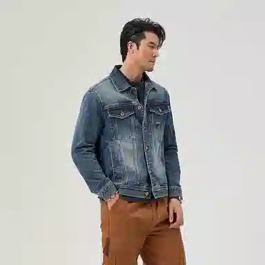 【dme】 美式简约基础休闲氛围感复古单排扣翻领长袖牛仔外套 男女同款 蓝色