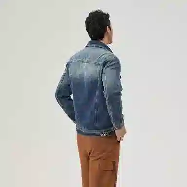 【dme】 美式简约基础休闲氛围感复古单排扣翻领长袖牛仔外套 男女同款 蓝色