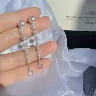 韵系 人鱼之泪流苏珍珠 铜镀金 耳环 女款