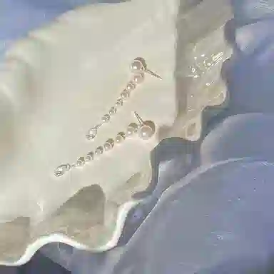 韵系 人鱼之泪流苏珍珠 铜镀金 耳环 女款