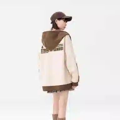 王者荣耀 李白款 数字字母涂鸦拼接拼色印花简约拉链长袖休闲宽松舒适常规宽松适中重磅连帽落肩袖卫衣 男女同款