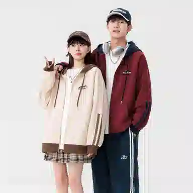 王者荣耀 李白款 数字字母涂鸦拼接拼色印花简约拉链长袖休闲宽松舒适常规宽松适中重磅连帽落肩袖卫衣 男女同款