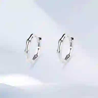 希遇 节节高升 竹节耳圈高级感精致森系简约青 梅竹马小众素圈大气平安扣上岸招财 平安好运 合金 耳环 男女同款情侣款