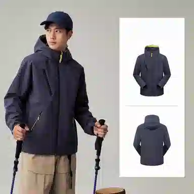 探路者 纯色户外休闲防风防水拉链连帽长袖夹克外套 男女同款