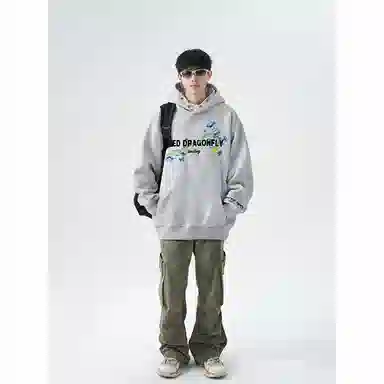 红蜻蜓 春秋显瘦简约小众美式高街休闲百搭高级感连帽卫衣 男女同款 黑色