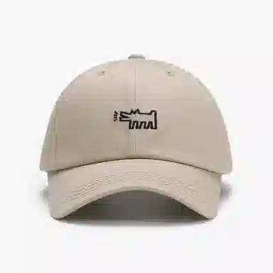 【通勤百搭 刺绣汪汪】 攸委 遮阳防晒鸭舌帽女户外透气小狗 棉 软顶水洗大头围男款简约 男女同款情侣款