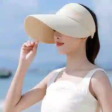 优幽兰 休闲简约跑步空顶帽百搭时尚夏季防紫外线太阳帽宽帽檐显脸小遮阳帽骑车必备 涤纶  防晒帽 女款