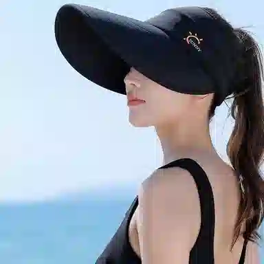 优幽兰 休闲简约跑步空顶帽百搭时尚夏季防紫外线太阳帽宽帽檐显脸小遮阳帽骑车必备 涤纶  防晒帽 女款