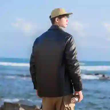 A.X.S.K Classic Zipper Leather Jacket Black