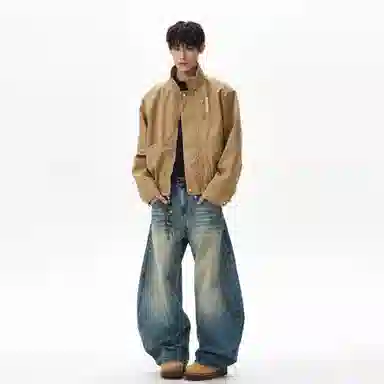 大卫贝肯 美式复古简约短款显高立领品牌字母印花宽松休闲百搭痞帅风夹克外套 男女同款