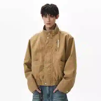 大卫贝肯 美式复古简约短款显高立领品牌字母印花宽松休闲百搭痞帅风夹克外套 男女同款