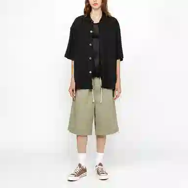 Stussy SS24 Boxy Flat Hem Shirt Crinkled