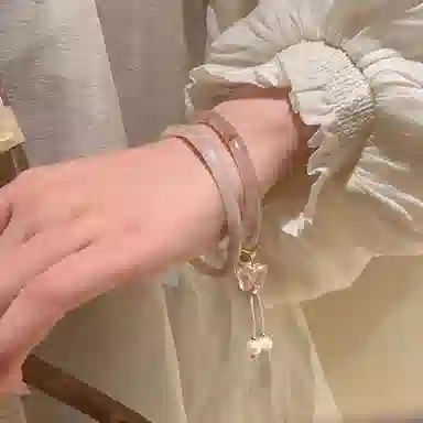 百利金 干枯玫瑰蝴蝶 优雅气质莹润温婉国潮新中式转运珠创意设计一步一响双圈叮当镯 琉璃 玉石手镯 男女同款情侣款