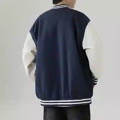 宜而爽  美式高街潮牌字母星星徽章数字拼接撞色外套宽松舒适休闲时尚百搭落肩单排扣棒球服 男女同款