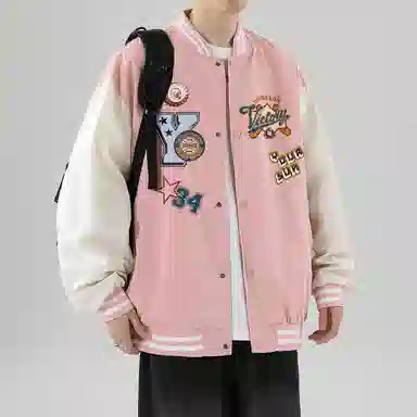 宜而爽  美式高街潮牌字母星星徽章数字拼接撞色外套宽松舒适休闲时尚百搭落肩单排扣棒球服 男女同款