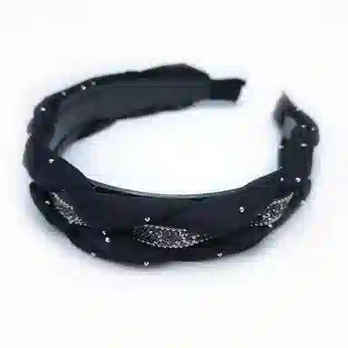 简应舒 满天星碎钻轻奢日常外戴时尚宽边发饰 欧根纱 亚克力 发箍 女款