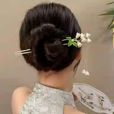 简应舒 铃兰花束复古气质发饰新中式古风汉服发钗子 合金 仿珍珠 树脂 发簪 女款