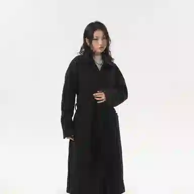 美式复古韩系束带西装领纯色经典百搭纯色英伦风高级感单排扣翻领中长款过膝毛呢夹棉加厚保暖休闲大衣 男女同款