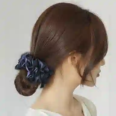 左欧 韩国纯色  大肠圈简约气质 复古法式粗大号缎面发绳 布艺 发圈 女款