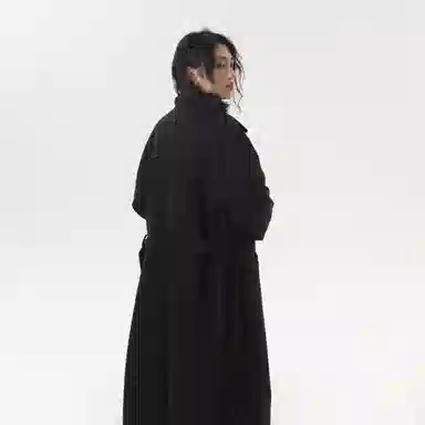 美式复古韩系束带西装领纯色经典百搭纯色英伦风高级感单排扣翻领中长款过膝毛呢夹棉加厚保暖休闲大衣 男女同款