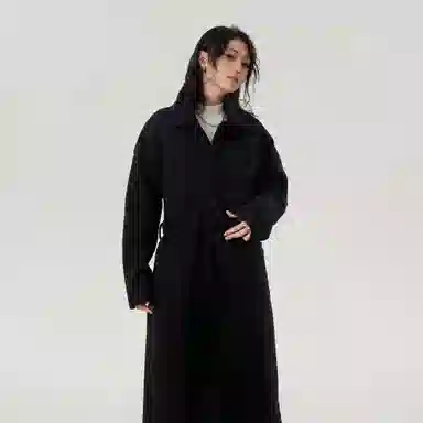 美式复古韩系束带西装领纯色经典百搭纯色英伦风高级感单排扣翻领中长款过膝毛呢夹棉加厚保暖休闲大衣 男女同款