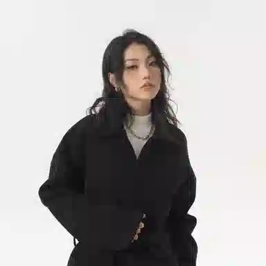 美式复古韩系束带西装领纯色经典百搭纯色英伦风高级感单排扣翻领中长款过膝毛呢夹棉加厚保暖休闲大衣 男女同款