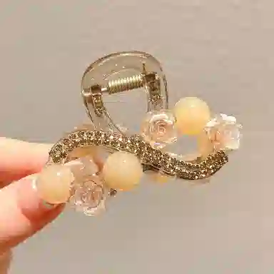 如花梦 韩版花朵中号后脑勺半扎发 亚克力 发夹 女款